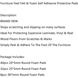 80 Piece Self-Stick Furniture Felt Pads for Hard Surfaces Brown