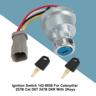 Ignition Switch W/2 Keys Fits Caterpillar 142-8858 257B Cat D6T 247B D6R