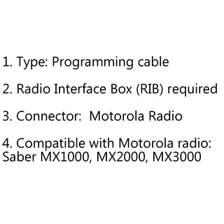 1Pcs Com Port Programming Cable For Saber MX1000 MX2000 MX3000 Radio