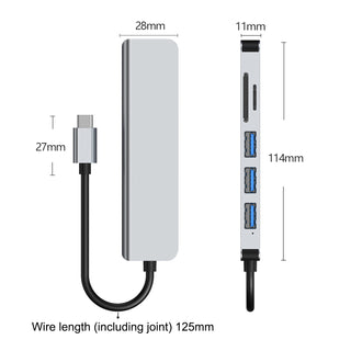 Type-c HUB For PC 6 in 1 Multi Splitter HD Output  Multifunctional USB 3.0 Dock