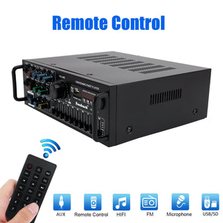 2000W Peak Stereo HiFi Power Amplifier bluetooth 5.0 Karaoke FM USB EQ mixer SUNBUCK with Remote Control for Car Home