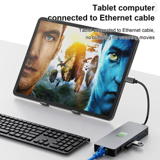 11 in 1 TYPE-CtoRJ45 Gigabit USB3.2 HDMI DP+SD/TF 3.5mm Audio VGA PD100W MacBook