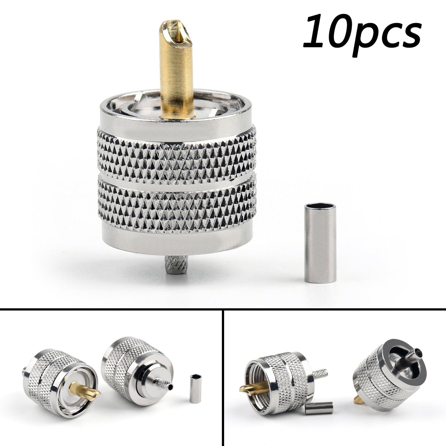 10Pcs UHF Plug Male Pl259 Crimp Connector Adapter For RG316 RG174 RG178 LMR100 Generic