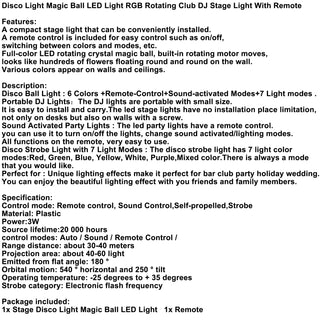 Disco Light Magic Ball LED Light RGB Rotating Club DJ Stage Light With Remote