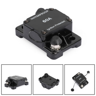 60A Amp Circuit Breaker Fuse 12-48V DC Car Boat Waterproof Auto Switch Fuse