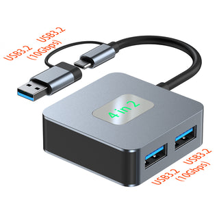 4 in 2 Type-C + USB to USB3.2 Interface Hub Adapter Dock for MacBook iPad Pro 15
