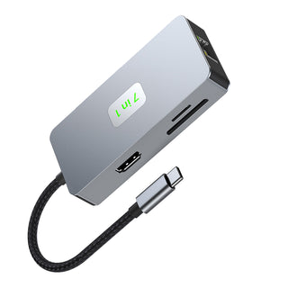 7 in 1 TYPE-CtoRJ45 2.5G 10G USB3.2 HDMI PD100W SD TF Interface Hub for MacBook