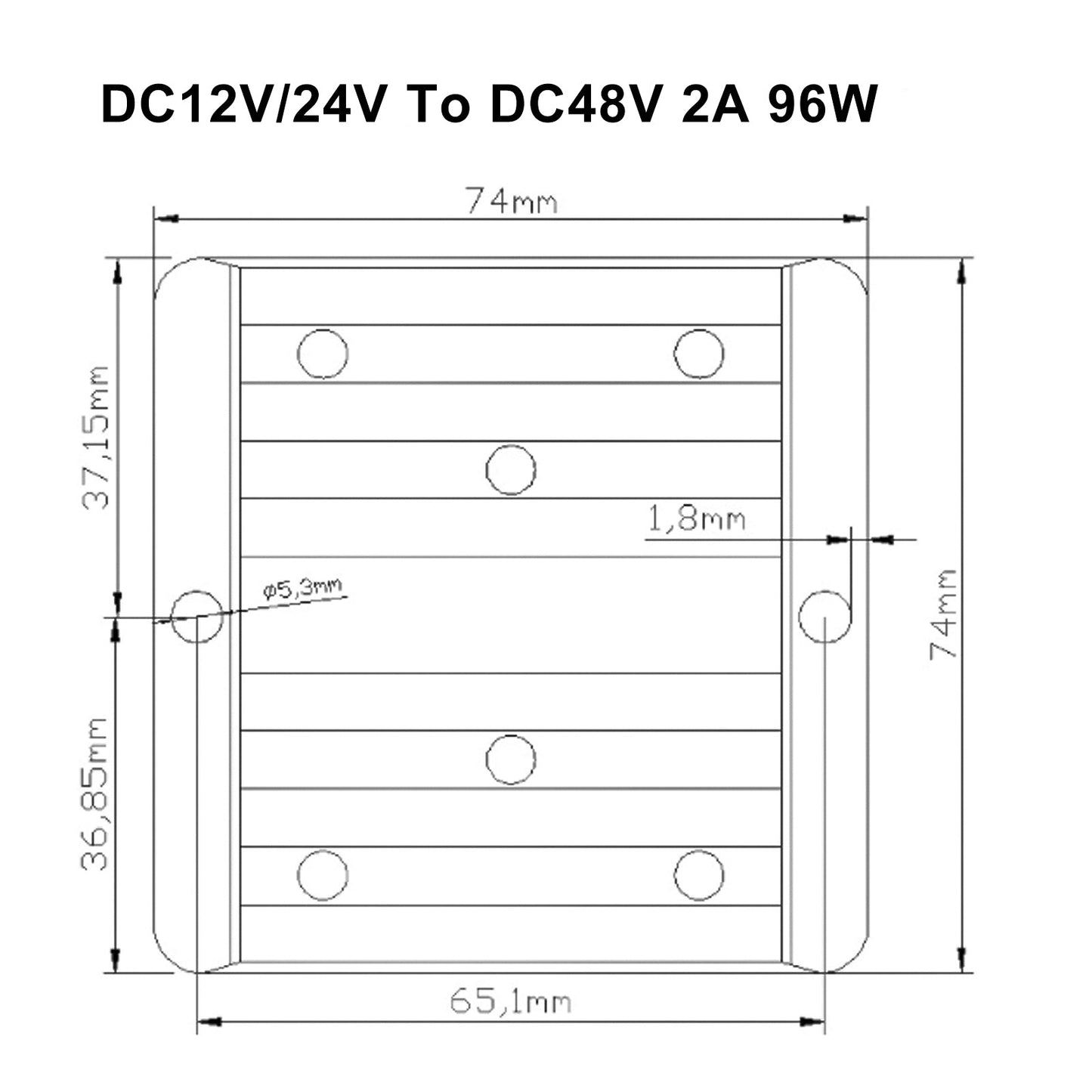 DC-DC 12V/24V-48V 2A 96W Step Up Car Power Supply Converter Regulator Waterproof Generic