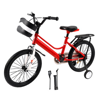 16" Kids Bike for Boys and Girls with auxiliary wheels & Rack Red