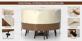 420D Circular Waterproof Patio Furniture Cover for Outdoor Table and Chairs US