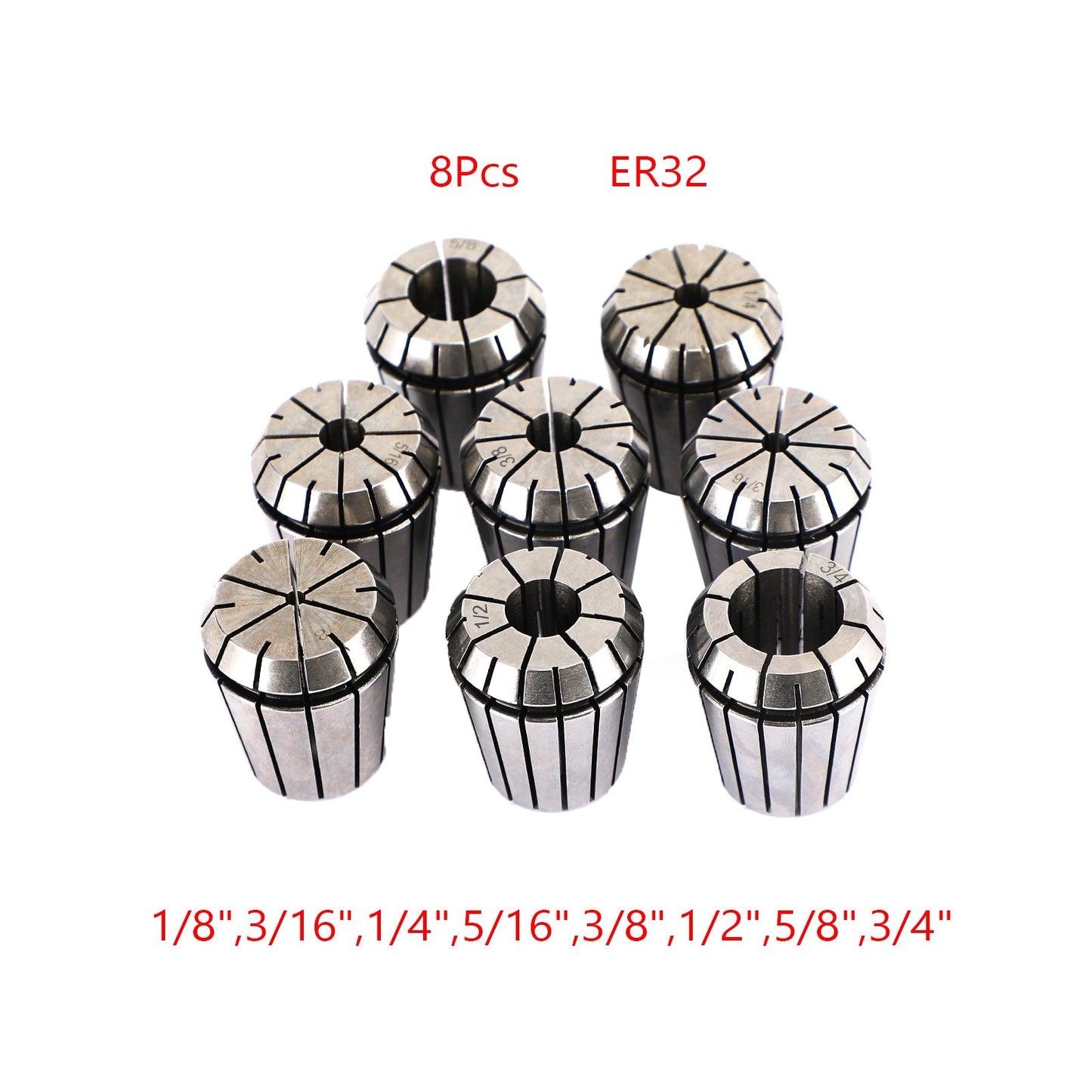 8Pcs ER32 Spring Collet Set For CNC Milling Lathe Tool Engraving Machine Steel Generic