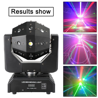 RGBW 3In1 LED Laser Moving Head Stage Light DMX DJ Disco Party Effect Lighting
