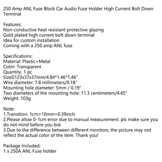 250 Amp ANL Fuse Block Car Audio Fuse Holder High Current Bolt Down Terminal