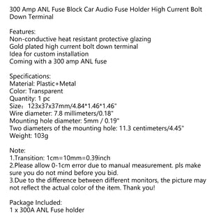 300 Amp ANL Fuse Block Car Audio Fuse Holder High Current Bolt Down Terminal