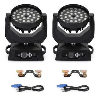 2Pcs 36 x 10W RGBW 4in1 LED Zoom Moving Head 360W Wash Stage Light DMX 15CH
