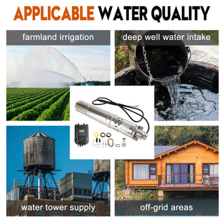 3" Solar borehole pump 48V 750W Deep well solar submersible pump