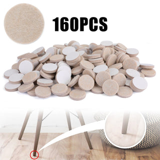 Beige Self-Stick Furniture Felt Pads 1 inch for Hard Surfaces 160 pieces one