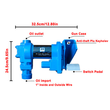 20GPM DC12V Fuel Transfer Pump Gasoline With Nozzle Kit Gas Diesel Kerosene Blue