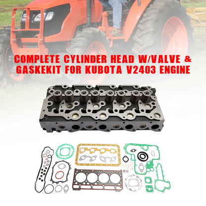 Kubota V2403 Engine Cylinder Head Assembly & Full Gasket Kit - Replaces 1G855-03042, 1J860-03040,1G896-03040, 1G928-03040, 1G851-03040, 1G851-03042, 1G851-03043, 1J854-03040, 1J860-03040