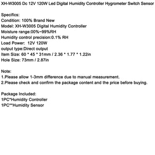 XH-W3005 Dc 12V 120W Led Digital Humidity Controller Hygrometer Switch Sensor