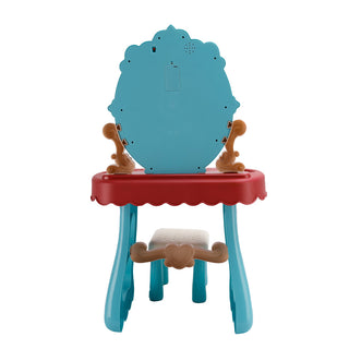 Toddler Makeup Table with Mirror and Chair Kids Vanity Set with Blowdryer for 3+