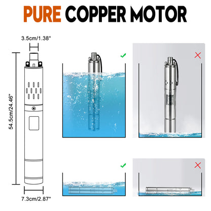 3" 48V 750W MPPT Screw Solar Bore Pump Submersible Deep Well Maximum Head 140M

3" 48V 750W Deep Well Solar Submersible Bore Hole Water Pump Built-in MPPT