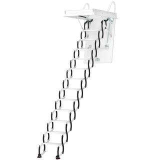12 Steps Black Loft Wall Folding Pulldown Attic Ceiling Ladder Stairs 39.4*27.6"