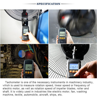 Handheld Digital Tachometer Contact Motor Tachometer Speedometer Tach RPM Tester