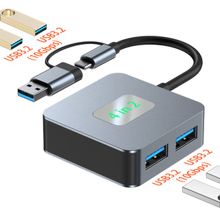 4 in 2 Type-C + USB to USB3.2 Interface Hub Adapter Dock for MacBook iPad Pro 15
