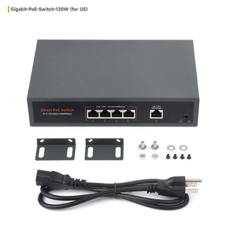 120W Gigabit Ethernet Poe Switch 10/100/1000M Port Adaptive Plug 4 Network Ports