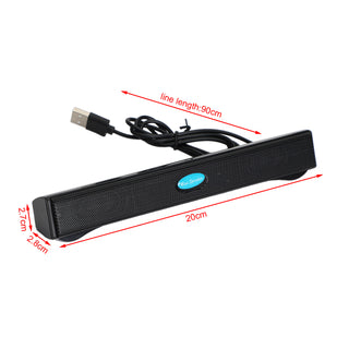 USB Power Computer Speakers Stereo Sound Bar With Clip for Desktop Laptop Black