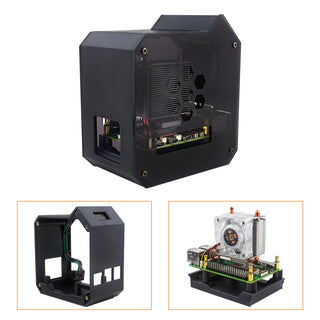 Raspberry Pi 5th Vertical Tower Fan Set w 0.96 inch OLED Screen Radiator Shell