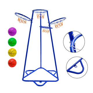 Early Learning 4 Hoop Kid Basketball Hoop Indoor/Outdoor Preschool Hoop Set Blue