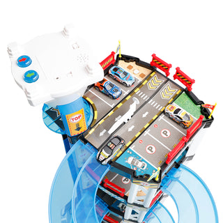 Intelligent Electric City Seven Floor Track Parking Lot Toy With 4 Cars For Kid Toy