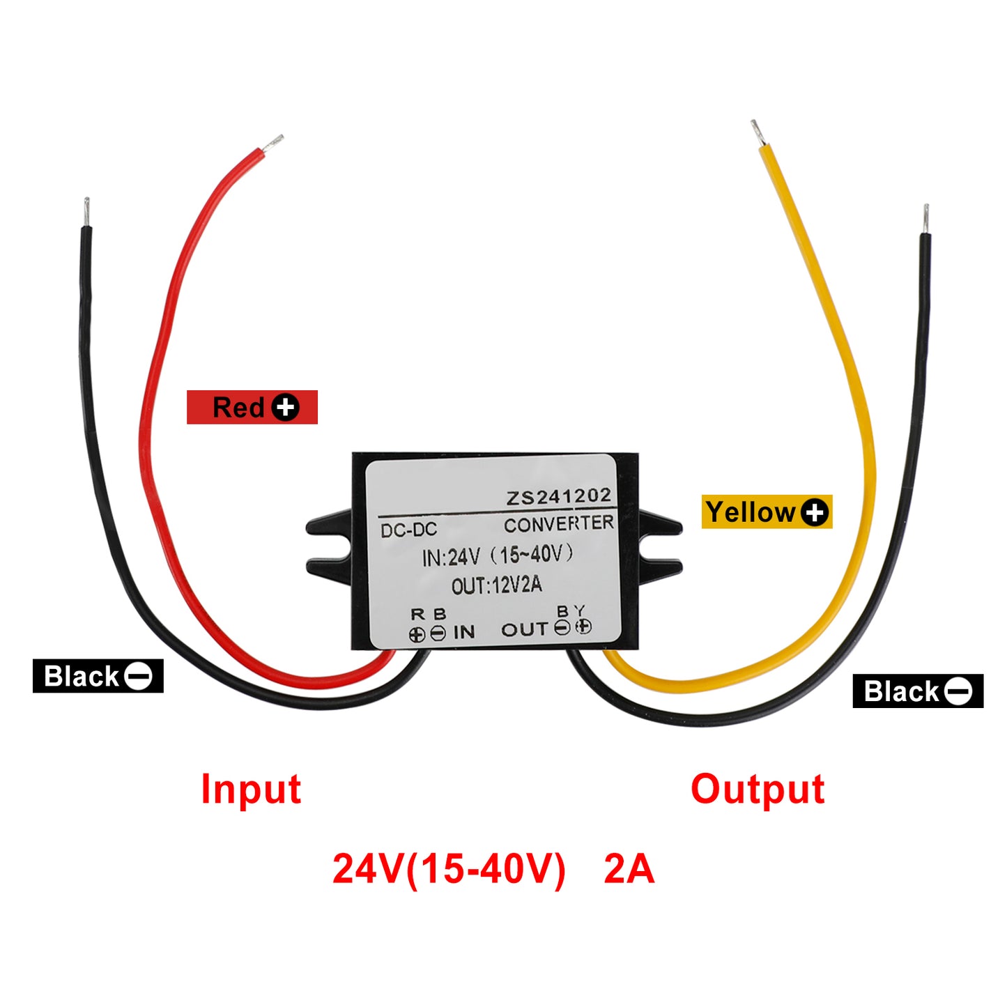 Car Waterproof DC-DC Converter 24V Step Down to 12V Power Supply Module 2A 24W Generic