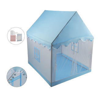 Portable Children’s Playhouse with Carry Bag  Blue Optional Star Lights & Mat Assembly Tent with Metal Frame Mesh Window Kids Indoor Play Tent for Boys & Girls