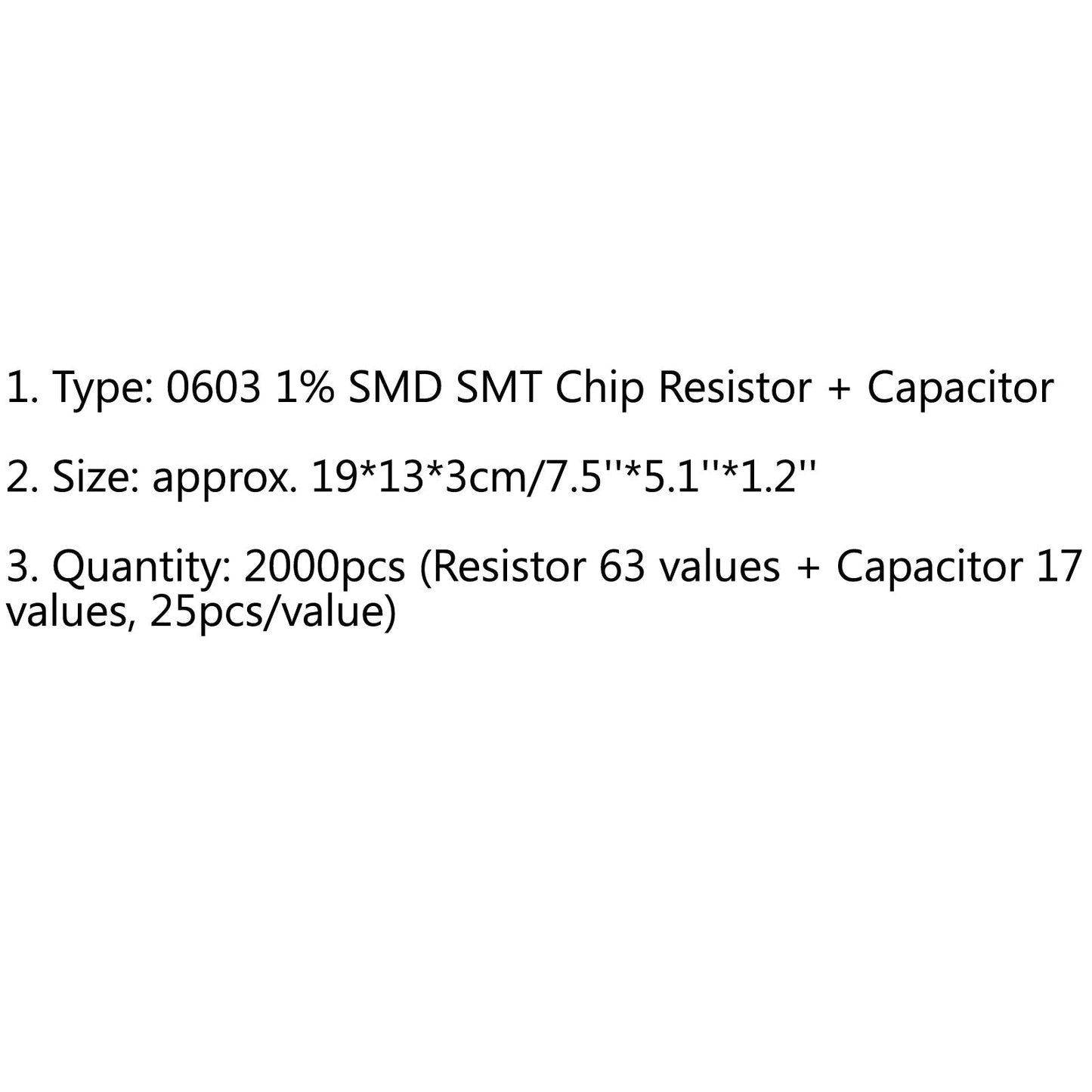 2000PCS 0603 1% SMD Chip SMT Resistor 63 Values + Capacitor 17 Value Sample Book Generic