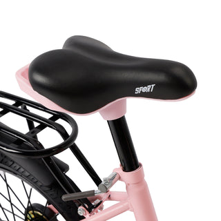 18" Kids Bike for Boys and Girls with auxiliary wheels & Rack Pink