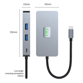 7 in 1 TYPE-CtoRJ45 2.5G 10G USB3.2 HDMI PD100W SD TF Interface Hub for MacBook