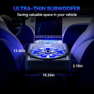 1200W Car Subwoofer 10" 12V Slim Under Seat Powered Car Subwoofer APP Control