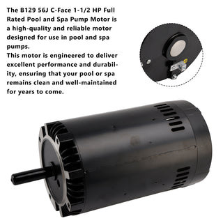 B129 Pool Pump Motor 1.5 HP 56J Frame Pool Motor 115/230 V