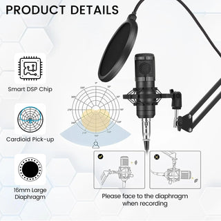 V8s Sound Card Live Sound Card Set for Podcast Record Sing Streaming and Gaming