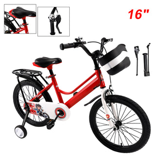 16" Kids Bike for Boys and Girls with auxiliary wheels & Rack Red
