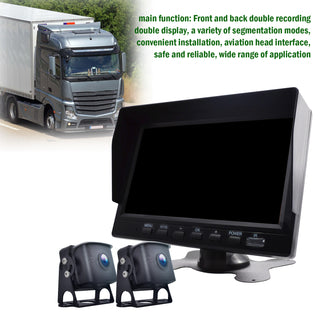 7" Monitor DVR Driving Video Recorder for RV Truck Bus+2 Rear View Backup Camera