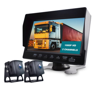 7" Monitor DVR Driving Video Recorder for RV Truck Bus+2 Rear View Backup Camera