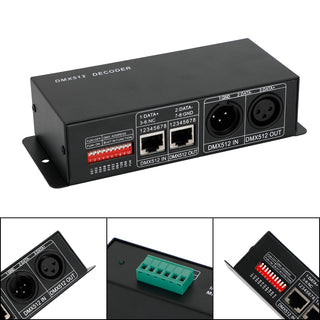 LED RGB Controller 3x8A Decoder With Digital Display 3 Channel DMX512-3CH