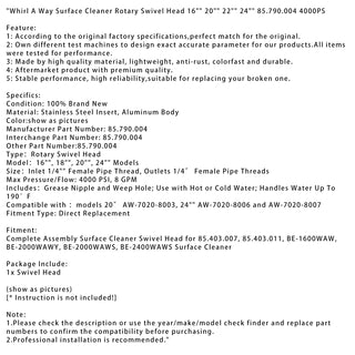 Heavy Duty Rotary Swivel Head | Fits 16–24 Inch Surface Cleaners