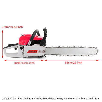 52cc Chainsaw 22" Bar Powered Engine 2 Cycle Gasoline Chain Saw