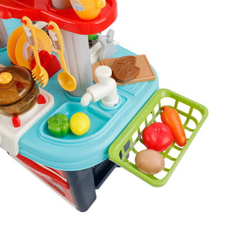 Plastic Tableware Kitchen Set With Sound, Light And Spray Function Kid Toy Blue