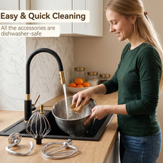 5.5Qt Stand Mixer 3-In-1 Kitchen Mixer with Flat Beater Balloon Whisk Electric dough mixers are suitable for home use. Dough Hook